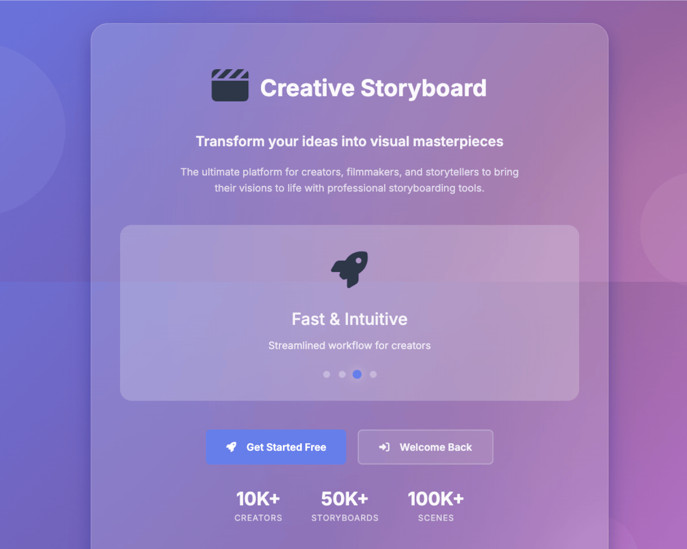 Creative Storyboard web app preview